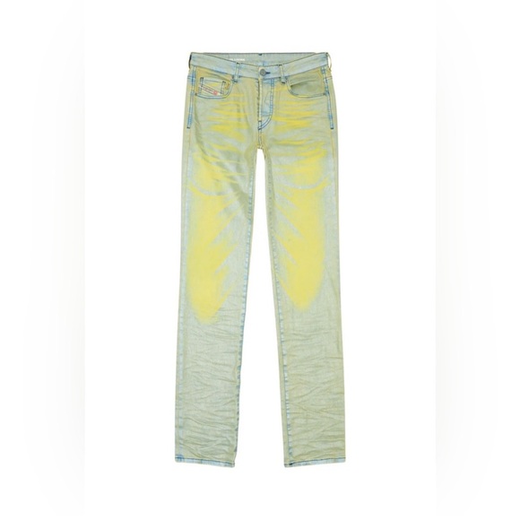 Diesel 1989 D-Mine 068KL Straight Leg Jeans Chartreuse Alice Blue NWT - Picture 3 of 11